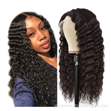 100% Indian Human Hair Wholesale Swiss Lace 13*4 Frontal Wig Deep Wave Unprocessed Raw Indian Hair Lace Front Human Hair Wigs